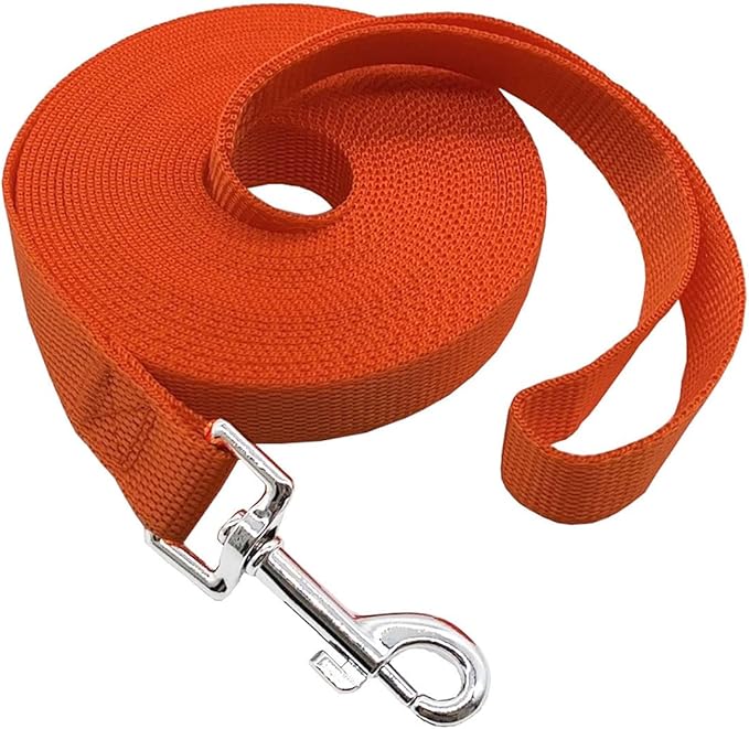 Nylon Training Dog Leash for Small Medium Large Dogs, 15ft 20ft 30ft 50ft Long Leash Dog/Puppy Lead for Obedience Recall Training, Camping (1" x 30ft, Orange)