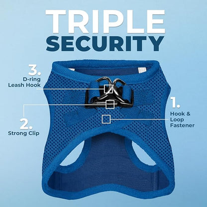 Best Pet Supplies Voyager Step-in Air Harness - All Weather Mesh, Reflective, No Pull Harness for Dogs, Cats - Secure with Hook & Loop Fastener, Buckle, Double D-Rings - Royal Blue, XL