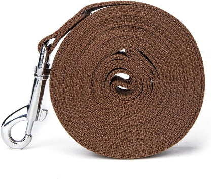 Siumouhoi Strong Durable Nylon Dog Training Leash, 1 Inch Wide Traction Rope, 6 ft 10ft 15ft Long, for Small and Medium Dog (Brown, 15 Feet)