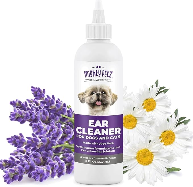 Mighty Petz Dog Ear Cleaner – Gentle Pet Ear Wash for Routine Ear Hygiene For Dogs and Cats 8 oz
