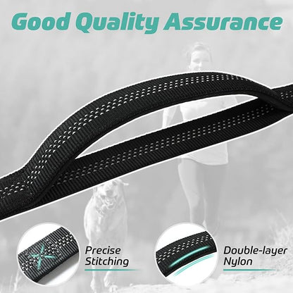 rabbitgoo Tactical Bungee Dog Leash with Shock Absorption, Military Training Leash with 2 Padded Control Handles for Medium Large Dogs, 6FT, Black