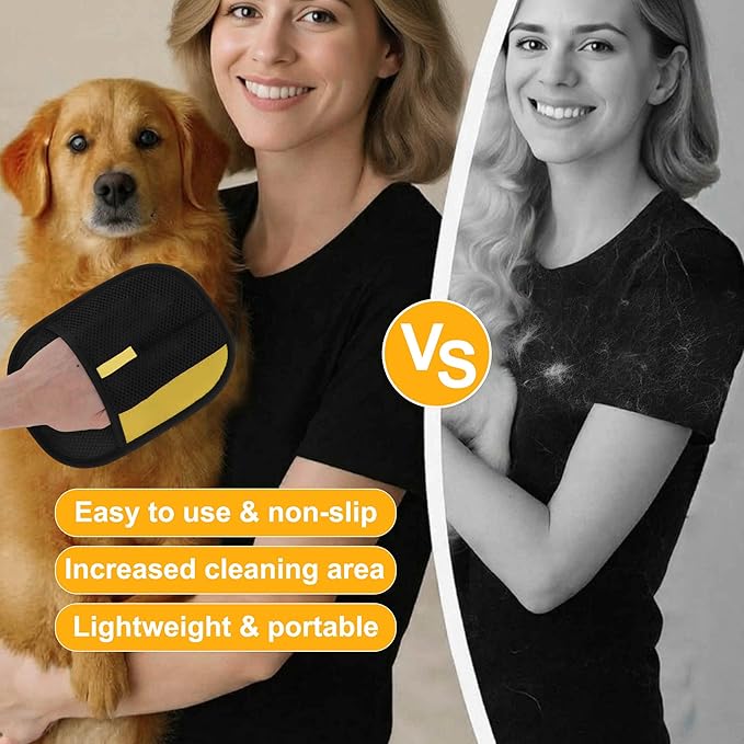 GLIDESMOOTH Pet Hair Remover Gloves, Advanced Static-Adhesive Pet Hair Removal Gloves, Reusable Cat Dog Hair Remover Mitt, Pet Grooming Glove for Shedding, 2 PCS