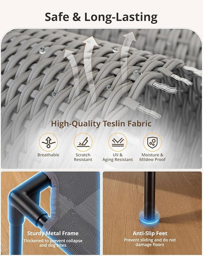 Cooling Elevated Dog Bed, 26.8x34 Raised Dog Bed with Removable Bolster Cushion, Breathable Mesh, Non-Slip Feet, and Metal Frame for Medium Breeds Indoor Outdoor