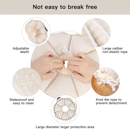 H HIDREAM Soft Dog Cones for Medium Dogs,Cute Adjustable Cone for Dogs to Stop Licking,Dog Recovery Collars & Cones That can Protect Head and Foot Wounds，Egg White All-Season Style