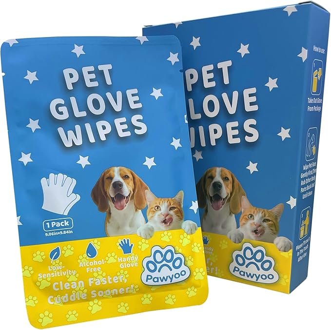 Dog Glove Wipes, Pet Wipes for Dogs, Dog Cleaning Wipes, Dog Paw Wipes, Dog Face Wipes, Paw Wipes for Dogs, Dog Stuff, Dog Accessories – Dog Glove Wipes for Dogs: Gentle Grooming Wipes