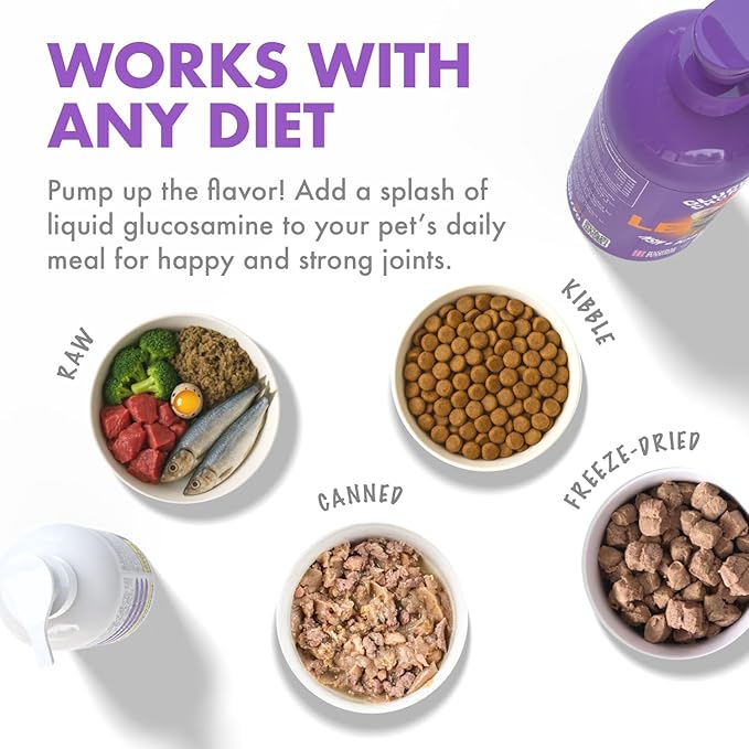 Liquid Glucosamine for Dogs with Chondroitin, MSM & Hyaluronic Acid – Bacon Flavor – Joint Support Supplement for Dogs – All Breeds – 32 oz