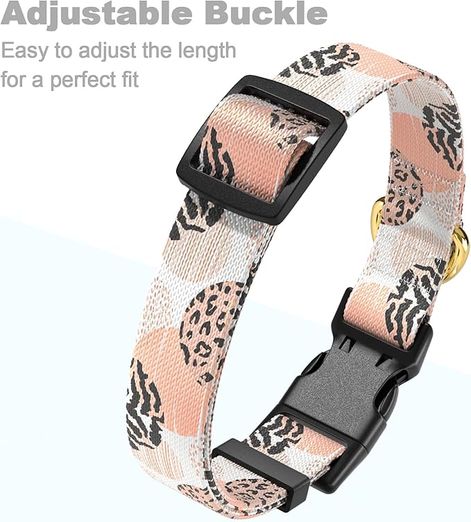 Rnivvi Dog Collar for Small Dogs, Cute Heavy Duty Adjustable Puppy Collar with Quick Release Buckle for Boy Girl & Female,Pet Accessories for Walking Running, S Length 3/4" Width, Modern Abstract Art