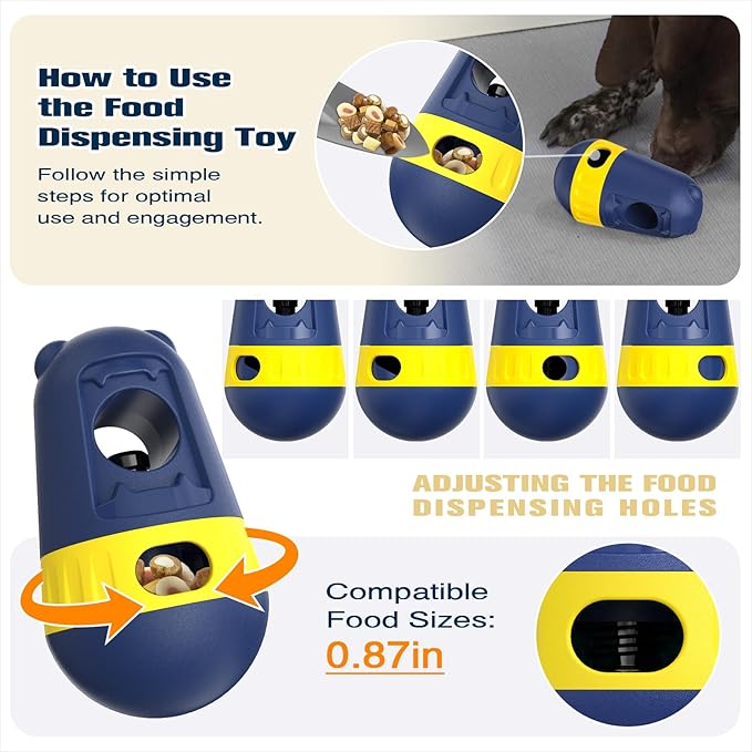 KADTC 2 in 1 Dog Bully Stick Holder & Treat Dispenser Toy - Food Dispenser Ball for Medium/Small Breed Dogs