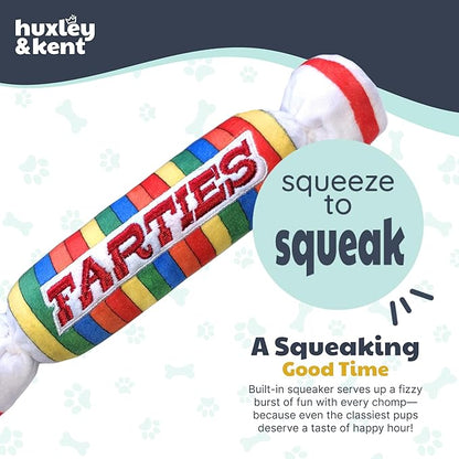 Huxley & Kent Funny Dog Toy w/Squeaker – Power Plush Squeaky Dog Toys for Small, Medium & Large Dogs – Soft Stuffed Animal for Indoor Play & Fetch - Farties, Large