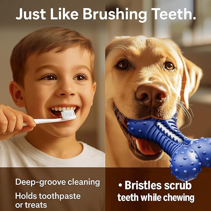 Doudele Dog Toys for Aggressive Chewers, Indestructible Chew Toys for Medium Large Dogs,Durable Rubber Dog Bones with Beef Flavor, Tough Dental Toy for Boredom Relief
