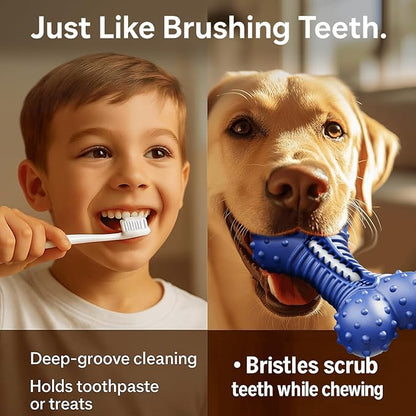 Doudele Dog Toys for Aggressive Chewers, Indestructible Chew Toys for Medium Large Dogs,Durable Rubber Dog Bones with Beef Flavor, Tough Dental Toy for Boredom Relief