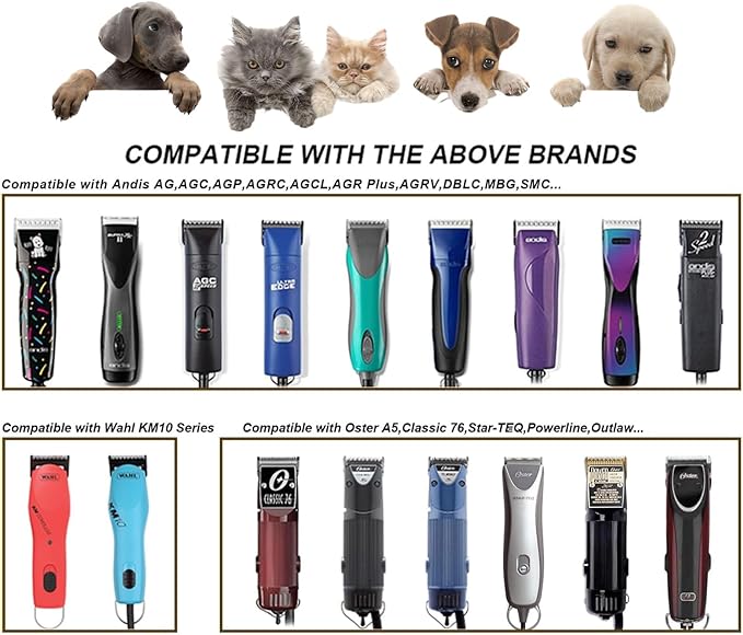 5F Blades Dog Grooming Blades Compatible with Andis/Oster A5/Wahl KM-10 Series Dog Clippers,Detachable Clipper Replacement Blade,Black(5FC/3PCS)