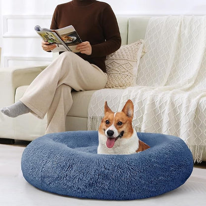 JOLLYVOGUE Dog Bed, Calming Anti-Anxiety Large Dog Bed, Fluffy Donut Cushion for Medium and Large Pets (27"/30"/36")