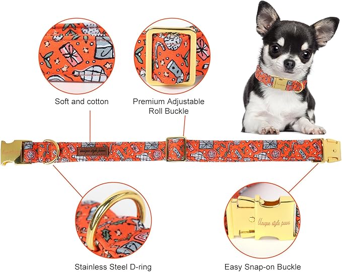 Unique style paws Dog Collar Metal Buckle Puppy Collar for Winter Christmas for Small Medium Large Boys Girls Dogs