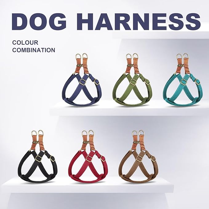 Didog Step in Dog Harness with Metal Buckles, Freedom Nylon Dog Halter Vests for Medium Dogs Easy Walking Training(M:Chest 19-28", Dark Blue)
