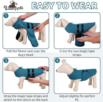 Queenmore Dog Sweaters - Soft Fleece Pullover Jacket, Warm Winter Dog Clothes, Dachshund & Cat Size, Boy or Girl (Peacock-Blue, S)