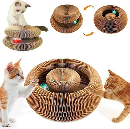 Comasua Kitty Kurl Cat Toy,Magic Organ Cat Toy,Magic Organ Cats Scratcher Board,Foldable Accordion Toys with Ball (1pc)