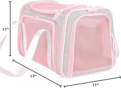 petisfam Soft Cute Travel Pet Carrier Bag for Medium Cats, Kitty and Puppy, Fantasy Pink, M