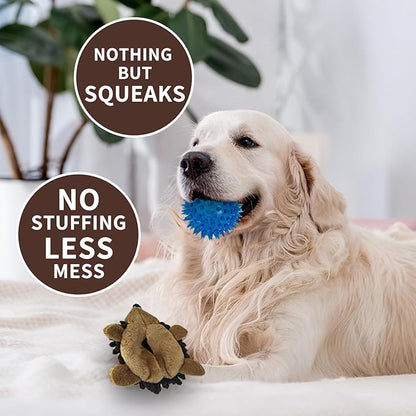 Plush Hedgehog Dog Toys 3 PCS - Squeaky No-Stuffing Hedgehog for Small and Medium Dogs - Keep Your Puppy Busy with Multi-Colored, Suitable for Indoor and Outdoor Throwing Play