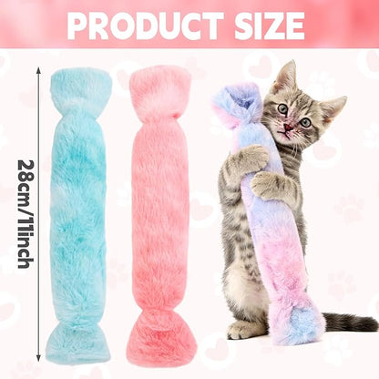 PATTEPOINT Cat Kicker Toy 3Pcs, Candy Shape Catnip Toys for Cats, Catnip Toys with Crinkle Paper. Indoor Kitten Toy Kicker Pillows.
