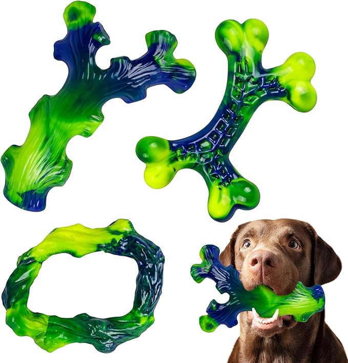 Frienhund 3-Pack Indestructible Nylon Dog Chew Toys for Aggressive Chewers - Long-Lasting Durable Bone-Shaped Toys, Large Breed Dogs, Tough Puppy Teeth Enrichment