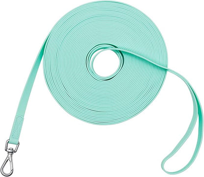 Waterproof Dog Training Leash 50FT 30FT 15FT 10FT 5FT Heavy Duty Recall Long Lead for Large Medium Small Dogs (50FT, Mint Green)