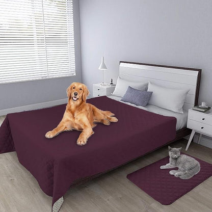 Easy-Going 100% Waterproof Dog Bed Cover, Non-Slip Pet Blanket for Furniture, Washable Couch Cover, Repleasement Sofa Cover (96X82 in,Wine)