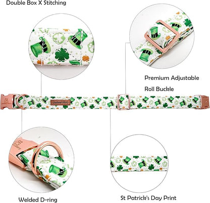 Lionheart glory St. Patrick Dog Collar, Clover Green Collars for Large Dogs Spring Adjustable Heavy-Duty Dog Collar Pet Gift
