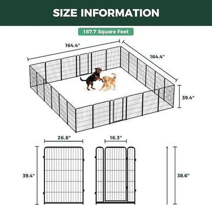 FXW Homeplus Unleashed Indoor Dog Playpen - Stress-Free and Safe Play, Heavy Duty 40 Inch 24 Panels Dog Pen for Medium and Large Dogs, Black│Patented