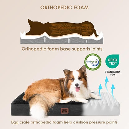 EHEYCIGA Orthopedic XXL Dog Beds for Jumbo Dogs with Removable Washable Cover,Black, 50x36
