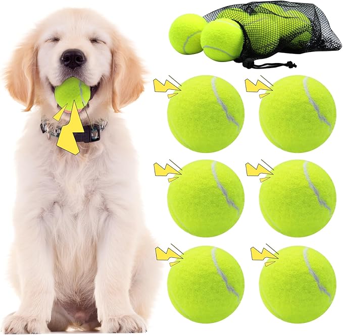 Swingers Squeaky Tennis Balls for Dogs,2.5 inch Training Tennis Balls,Exercise Ball for Pet Dog with Mesh Carry Bag Easy to Transport (Yellow, 6 Pack)