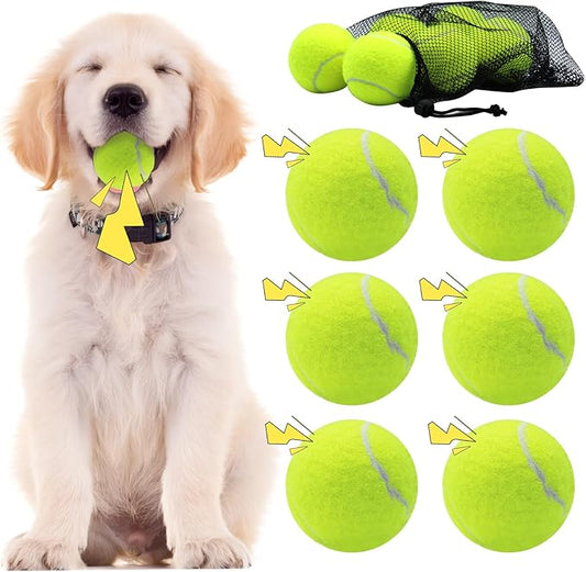 Swingers Squeaky Tennis Balls for Dogs,2.5 inch Training Tennis Balls,Exercise Ball for Pet Dog with Mesh Carry Bag Easy to Transport (Yellow, 6 Pack)
