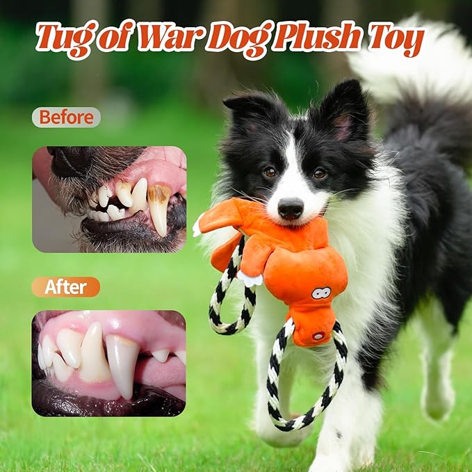 WUGO Tug of War Dog Toy - Interactive Tough Tug of War Toy with Rope Knotted Rope Puppy Toys to Keep Them Busy