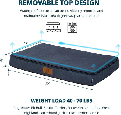 LIORCE Memory Foam Large Dog Bed - 4” Thick Orthopedic Beds for Large Dogs - Waterproof Dog Bed with Removable Washable Cover & Wrap-Around Zipper - Ultimate Comfort and Easy Maintenance