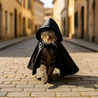 CRYO BOX Black Bat Cat Cloak and Costume, Funny Bat Mask Cloak, Halloween, Clothes and Accessories for Cats