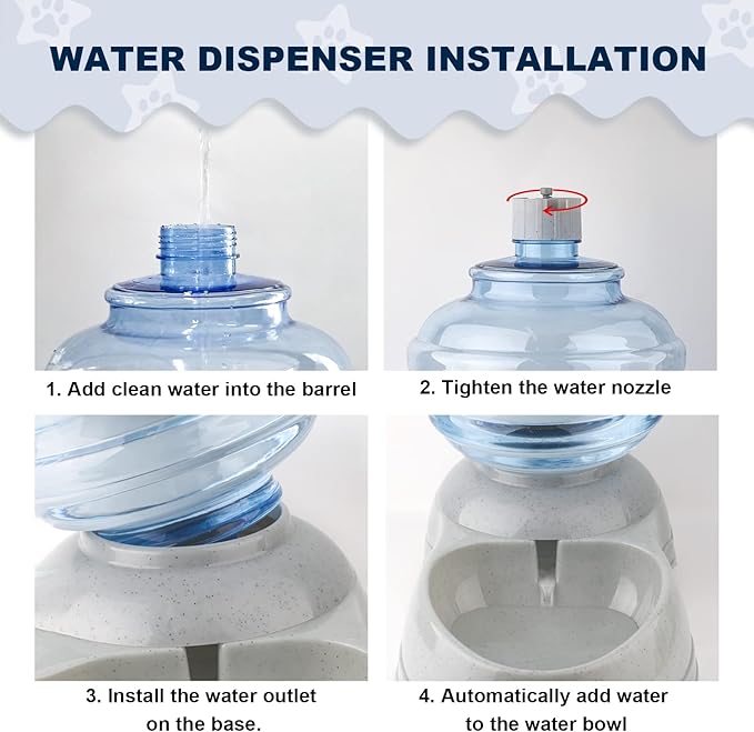 PupGleam Water Dispenser Station for Large Dogs and Cats, 3 Gallon Large Capacity Gravity Automatic Water Feeder, Indoor Outdoor Dog Drinking Fountain, Dog Water Bowl for Multiple Pets, BPA Free