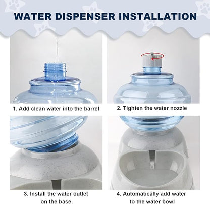 PupGleam Water Dispenser Station for Large Dogs and Cats, 3 Gallon Large Capacity Gravity Automatic Water Feeder, Indoor Outdoor Dog Drinking Fountain, Dog Water Bowl for Multiple Pets, BPA Free
