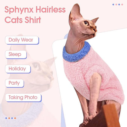 ADNIKIA Cat Sweater, Warm Kitten Coat Fleece Vest, Sphynx Hairless Cat Shirts, Soft Pajamas for Cats Only