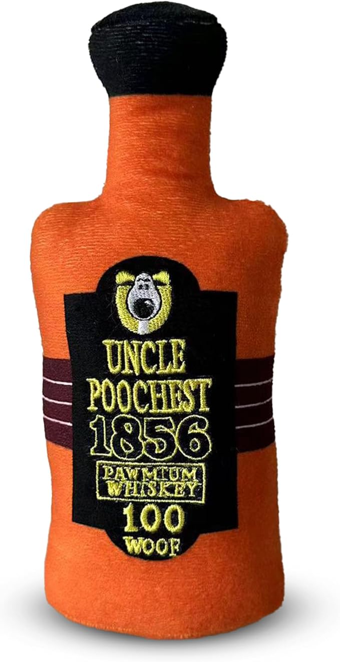 Chomp Haus Uncle Poochest – Luxurious Plush Dog Toy with Squeaker, Premium Fabric, Embroidered Details, Designer-Inspired Chew Toy, Fun Gift for Small to Medium Dogs & Dog Lovers