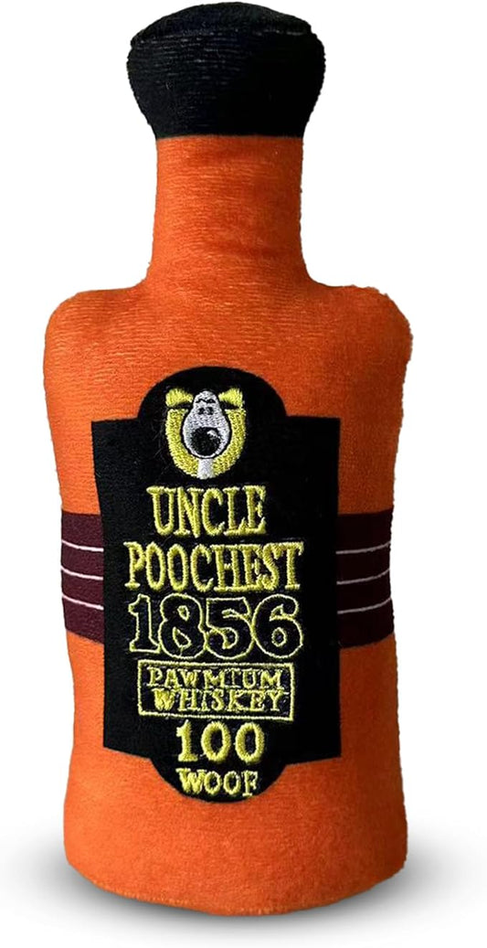 Chomp Haus Uncle Poochest – Luxurious Plush Dog Toy with Squeaker, Premium Fabric, Embroidered Details, Designer-Inspired Chew Toy, Fun Gift for Small to Medium Dogs & Dog Lovers