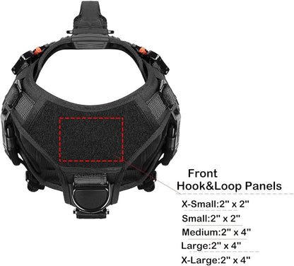 ICEFANG GN3 Tactical Dog Harness with 6X Buckle,Dog Molle Vest with Handle,3/4 Body Coverage,Hook and Loop Panel for ID Patch,No Pulling Front Clip (M (25"-31" Girth), Black)
