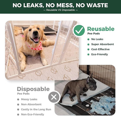 FXW Washable Pee Pads for Dogs, Puppy Pads with Super Absorbent, Specifically Designed for FXW Rollick/Homeplus 24inch 6 Panels Dog Playpen, 39" x 63" Rectangle, Khaki, 1 Pack