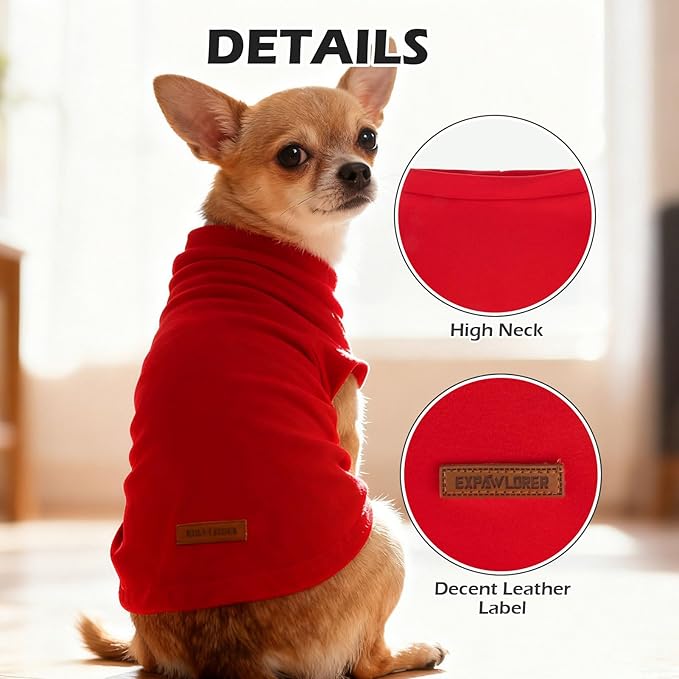 EXPAWLORER Soft Cat Sweater - Sweaters for Cats Only Warm Kitten Clothes, Fall and Winter Pet Coat Pullover Design, Fleece Sweatshirt Clothing Also for Puppy Small Dogs, Bright Red L