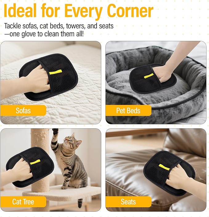 Pet Hair Removal Glove for Cats & Dogs, Electrostatic Pet Hair Remover Gloves for Cats Hair, Reusable Magic Brush Pet Hair Remover Tool for Couch, Pet Bed, Clothes(1pc)