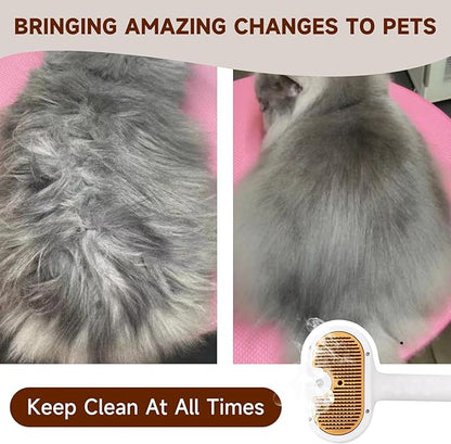 Pet Steam Brush for Dog & Cat – 3-in-1 Spray Hair Removal Comb for Shedding & Grooming, Softens Fur & Reduces Static – Water Brush for Long & Short Coats, Bath-Hating Pets, Includes Waterless Shampoo