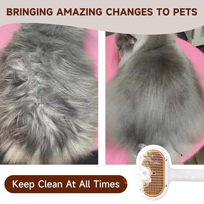 Pet Steam Brush for Dog & Cat – shower bath brush – Steam for Shedding & Grooming Water Brush for Long & Short Haired Pets Spritz Defur Comb 3-in-1 Spray Hair Removal Comb