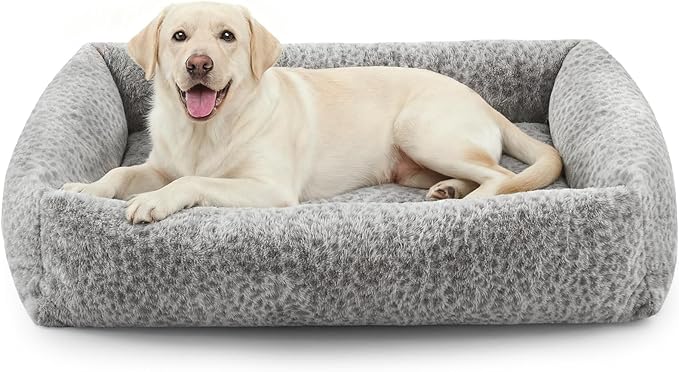 JOEJOY XL Dog Beds Large Sized Dog, Washable Orthopedic Premium Soft Corduroy Fleece Pet Bed with Removable Zipper Cover, Cute Calming Puppy Bed with Non Skid Bottom