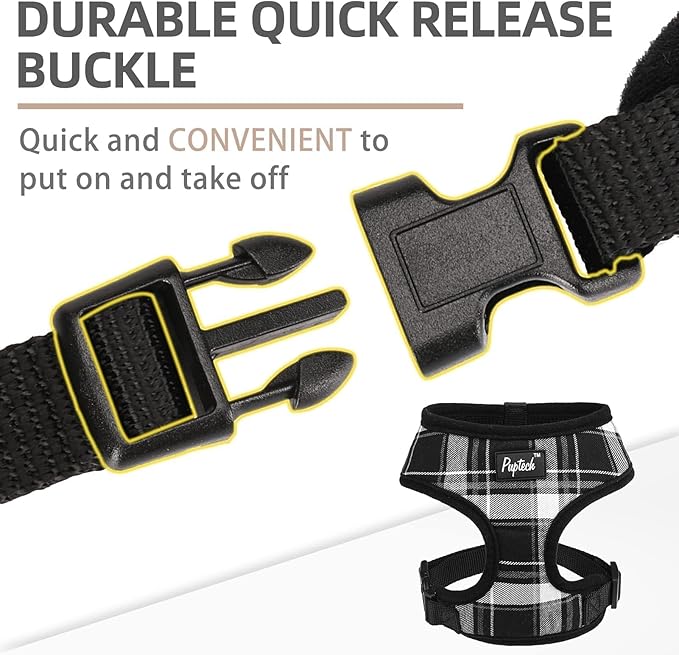 PUPTECK Soft Mesh Dog Harness and Leash Set Pet Puppy Cat Comfort Padded Vest No Pull Harnesses, Black, XL