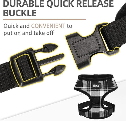 PUPTECK Soft Mesh Dog Harness and Leash Set Pet Puppy Cat Comfort Padded Vest No Pull Harnesses, Black, XL