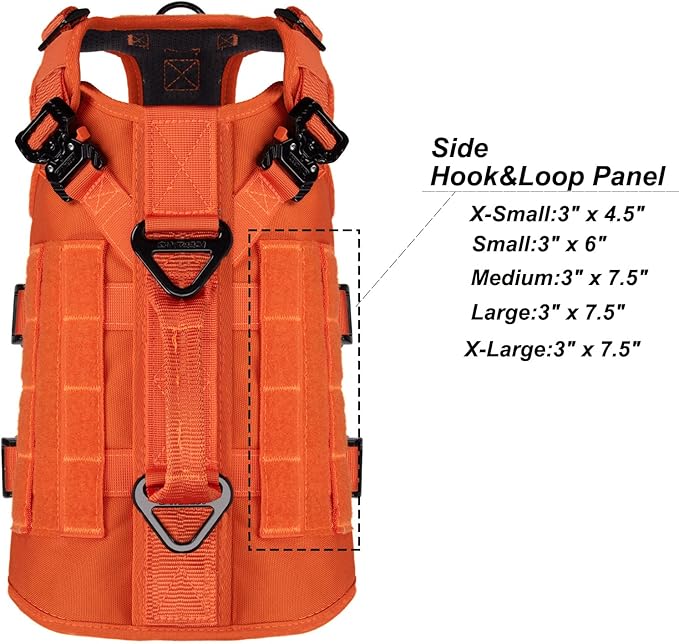 ICEFANG GN3 Tactical Dog Harness with 6X Buckle,Dog Molle Vest with Handle,3/4 Body, Hook and Loop Panel for ID Patch,No Pulling Front Clip (S (Neck 14"-18"; Chest 22"-27"), Safety Orange)